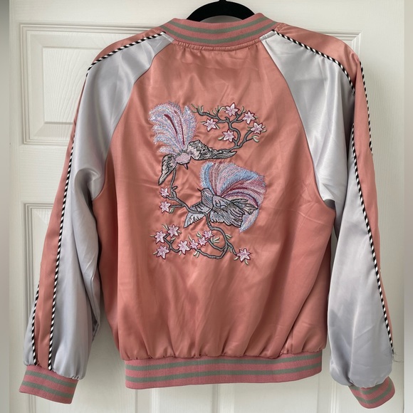 Pink Embroidered Bomber Jacket, Women’s Small/Medium - Picture 2 of 4